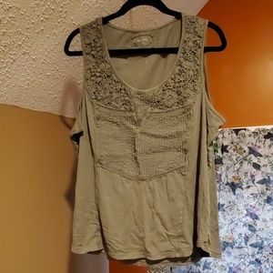 Army green crocheted tank